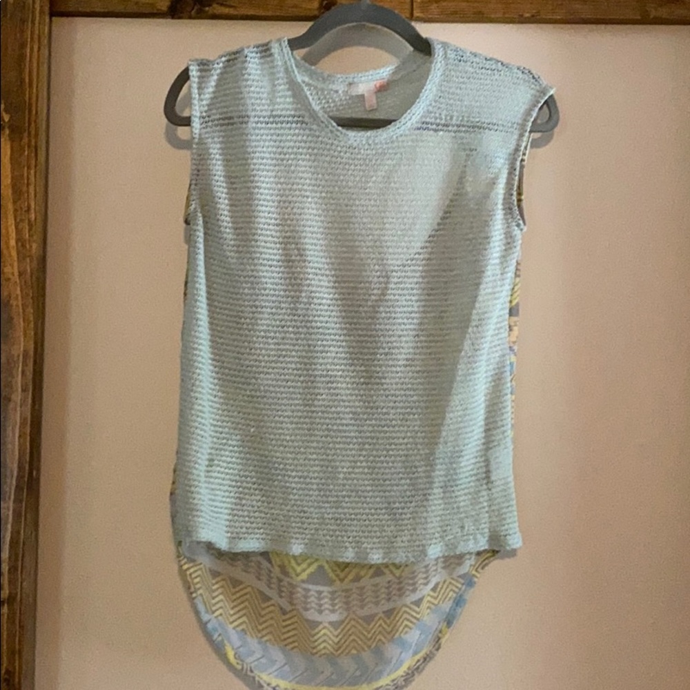 GB Knitted shirt w cut out back teal XS